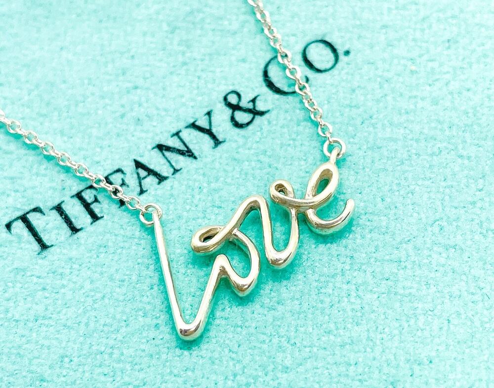 Tiffany & Co Paloma Picasso Graffiti Love Pendant Necklace Sterling Silver 16"